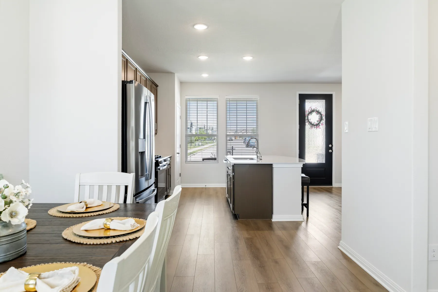 Dining area with sightline through the kitchen