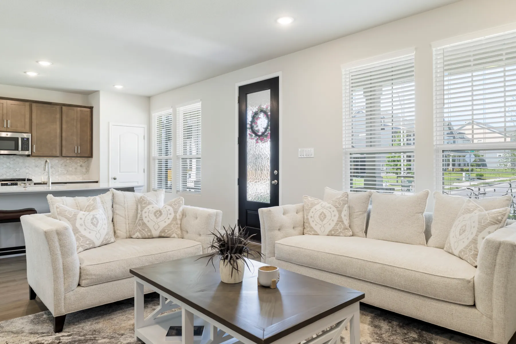 Bright living room with coordinated seating