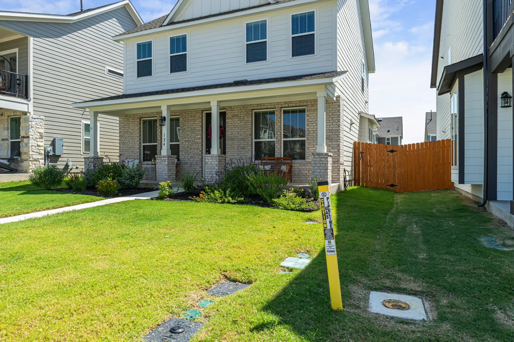 Side yard and exterior elevation