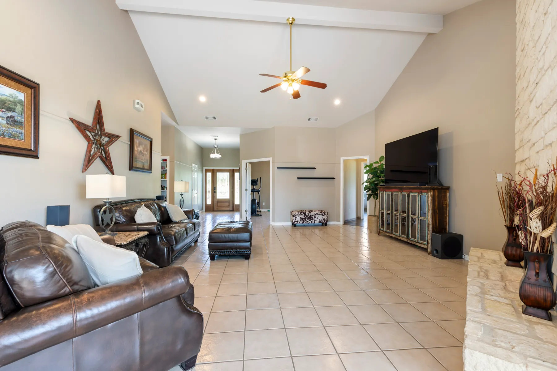 Open living area viewed toward the kitchen